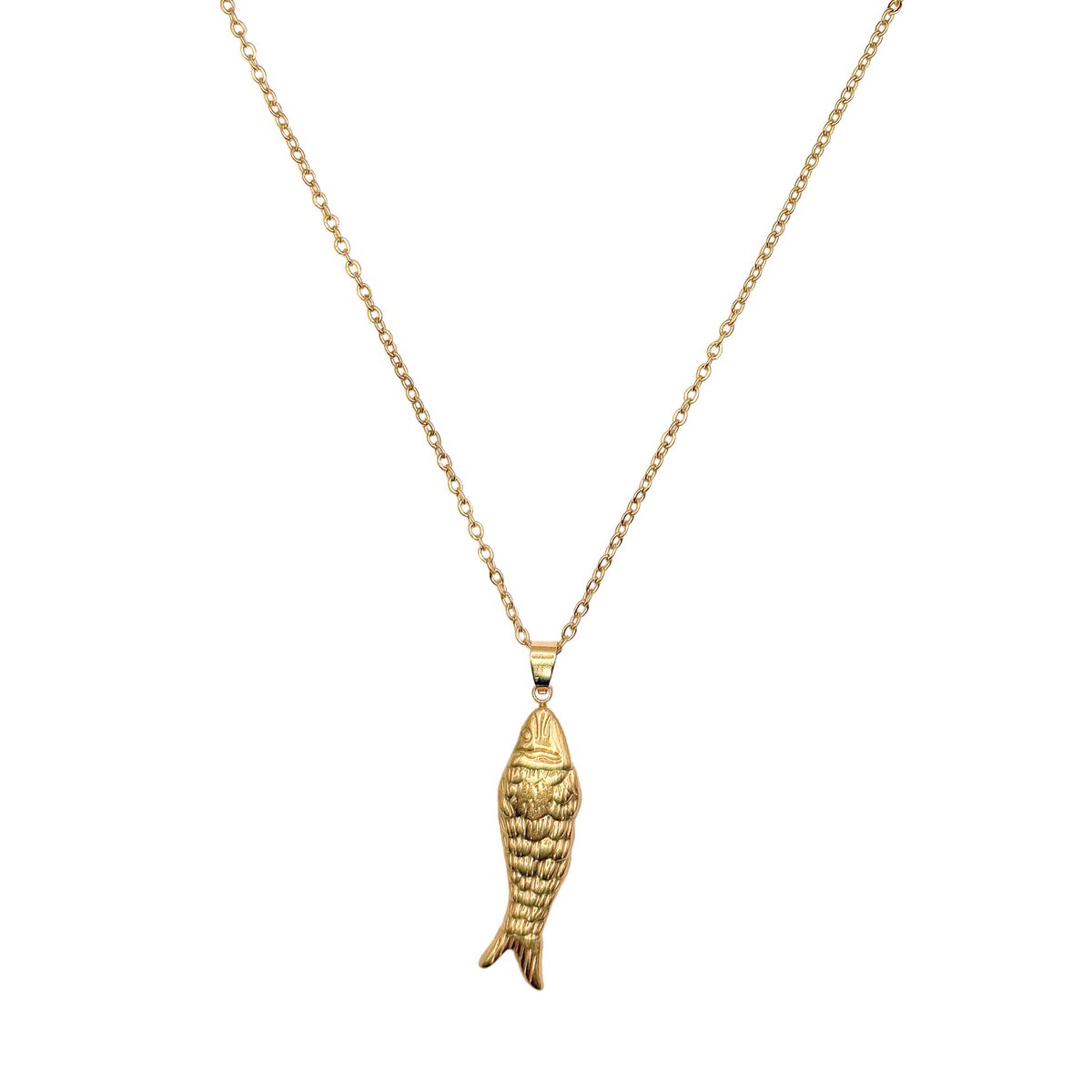 LOUIZ Lange ketting met vis - Vis Ketting met Hanger - Lange ketting van rvs - Roestvrij staal, nikkelvrij, hypoallergeen - Populair bij Tienermeiden