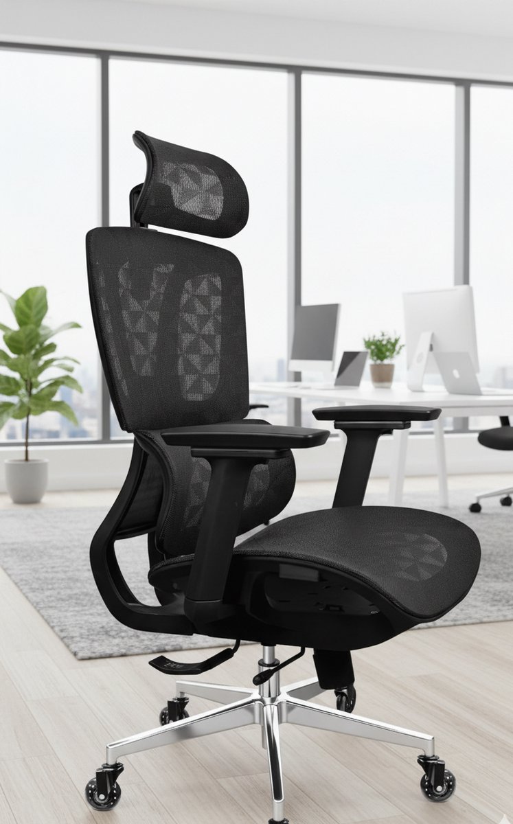 Ergonomische Bureaustoel met 4D Armleuningen - 70x70x113 cm - Armleuningen – Verstelbare Zitdiepte, 4-Standen - Medahomestore