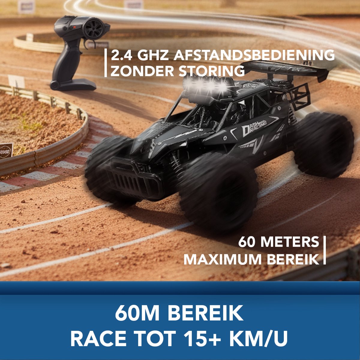 Little Monkeez RC Bestuurbare Auto X15 Beast - 1:16 All-Terrain met 30+ Min Speeltijd - 15 km/h — afbeelding 3