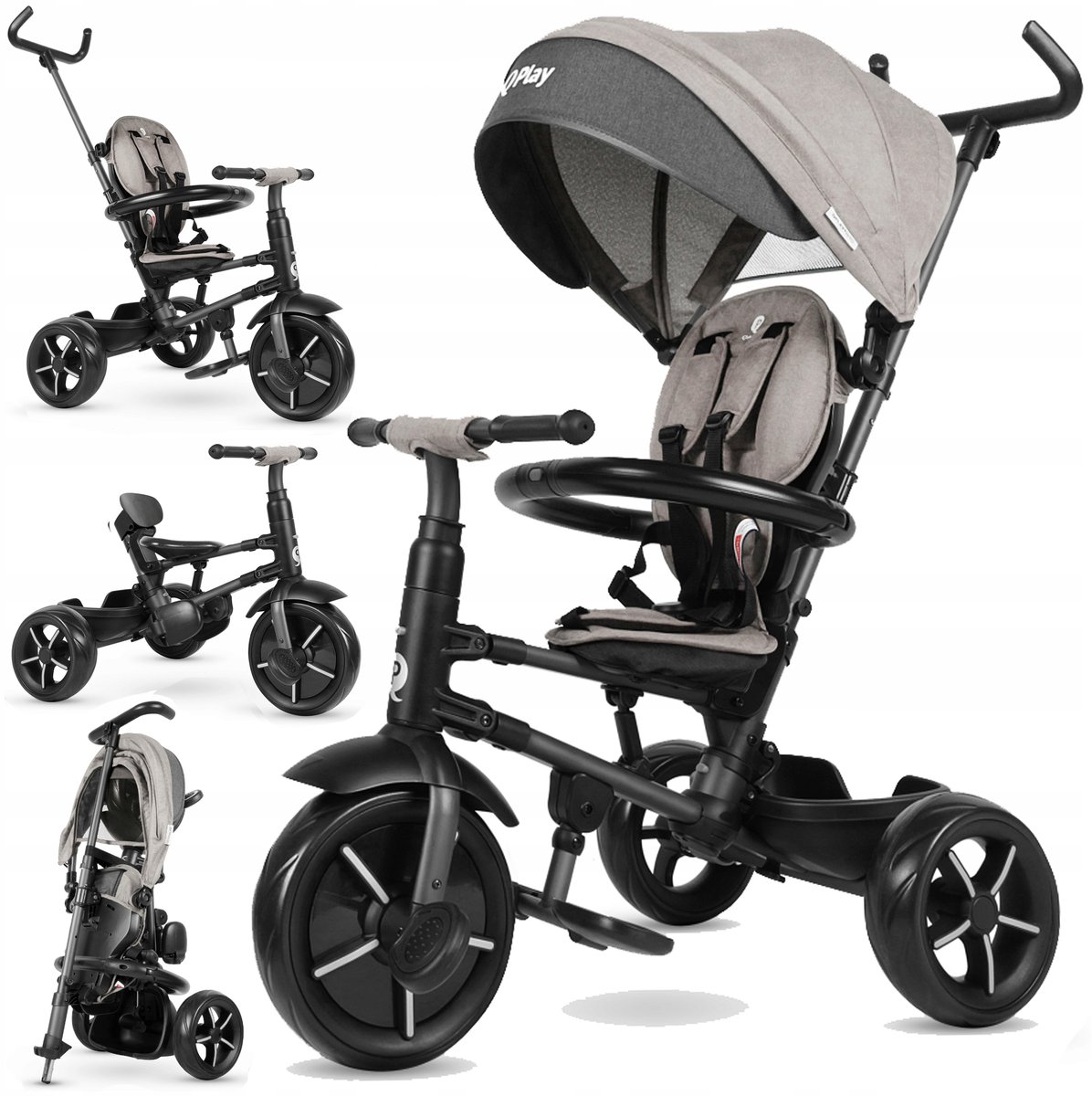 Merloo's Kinderdriewieler 4-in-1: Loopfiets, Duwfiets, Kinderwagen