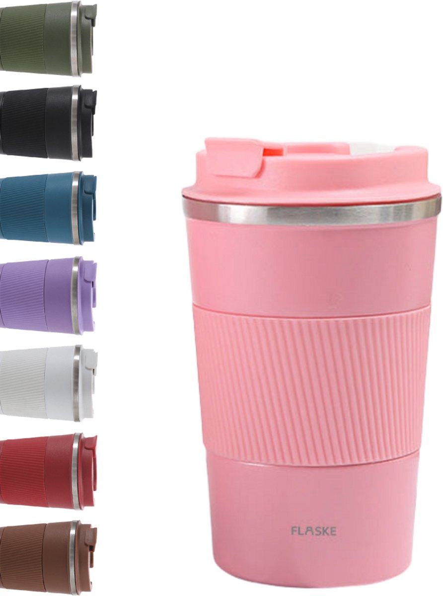 FLASKE Koffiebeker Coffee Cup Big 380ML - Lavender - RVS Koffiebeker to Go van 380ML