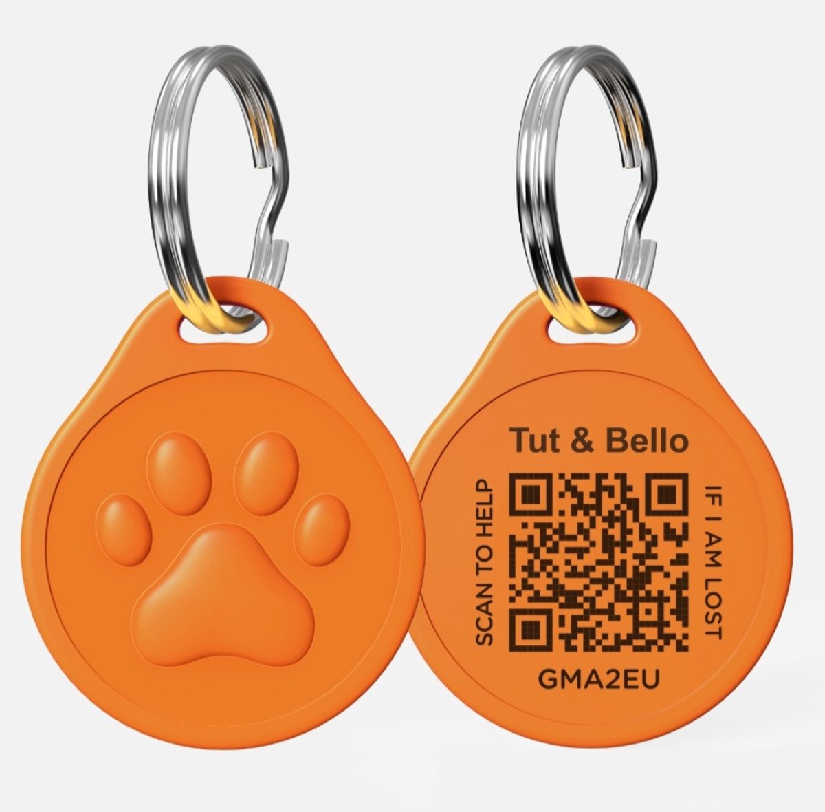 Oranje hondenpenning- dierenpenning- voor kleinere dieren-met QR-code – Scan & Vind Direct Gegevens van Hond & Baasje – Veilig & Waterproof ID Penning /Géén GPS / Géén AirTag