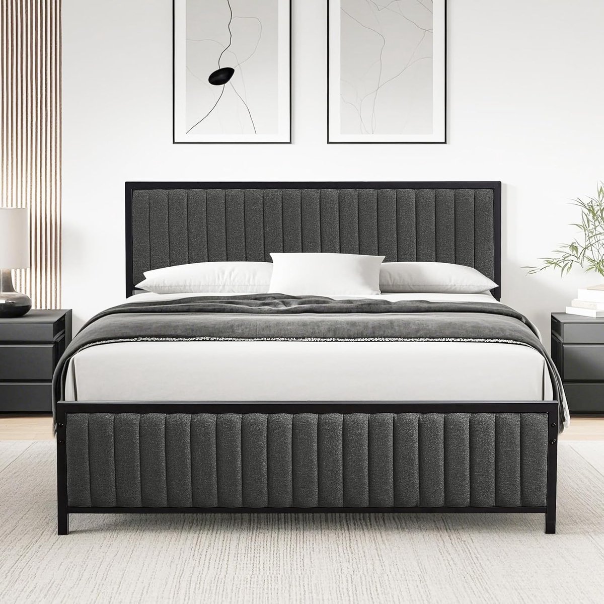 Luxe Metalen Bedframe – Modern Tweepersoonsbed 140x200 cm - Beige - Medahomestore