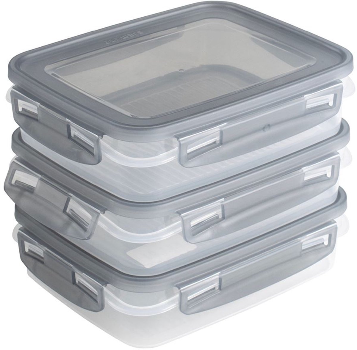 Sunware Club Cuisine diepvriesdozenset met clips set van 3 0,7L transparant grijs