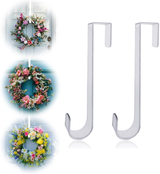 2 crochets/suspensions de porte en forme de couronne de Noël - Couronnes - Décoration Plein air suspendue pour Noël et Halloween - 30,5 cm - Décorations de Noël