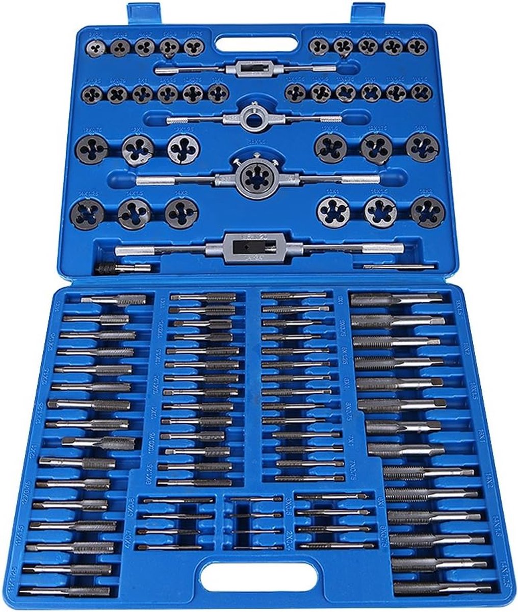 Screw Tap en Cutting Iron - Thread Drill en Die - 110 Pcs M2-M18 - Metric Thread Tap Set - Professionele Gereedschappen - Metaalbewerking