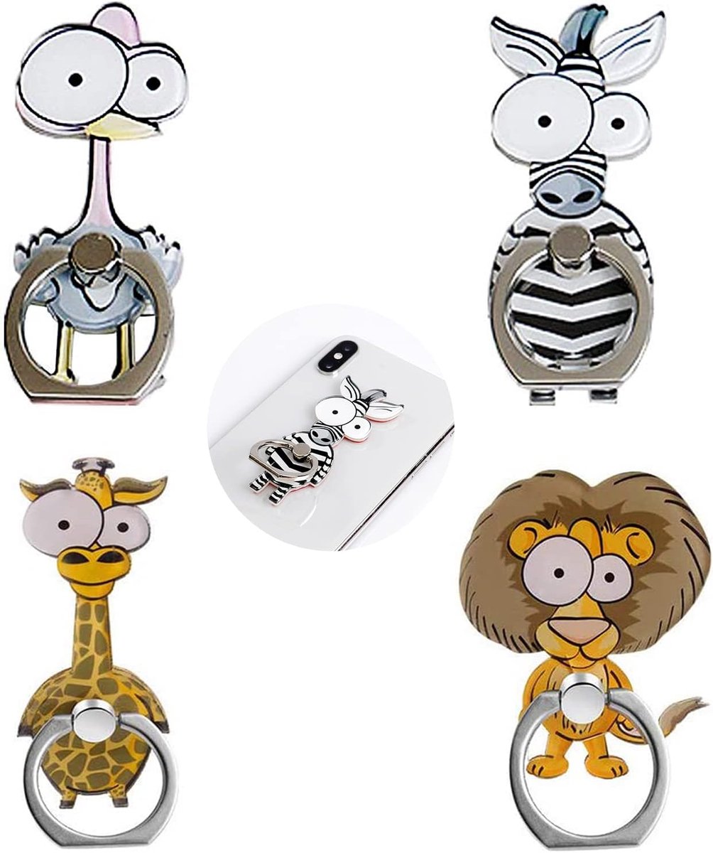 Telefoon Ringhouder Dieren - 4 Stuks Cartoon Design - Universele Smartphone Grip