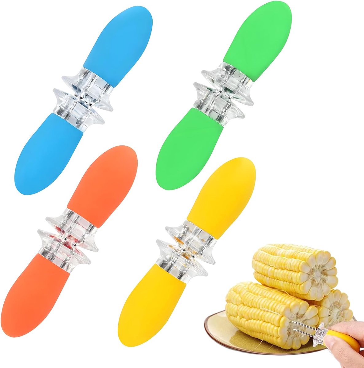 10pcs/5 Pairs RVS Maïs Kolf Houder - Maïs Kolf Pen - BBQ Keuken - Kerstfeest