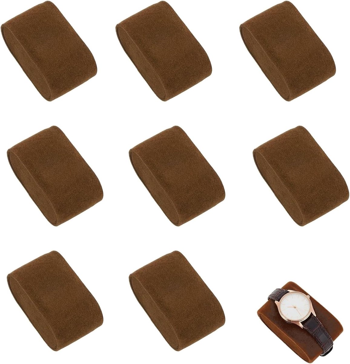 Display- en opslagpad voor horloges - 8 stuks - bruin - verfijnd ontwerp - geschikt voor horloges - armbanden - sieraden - duurzaam en elegant