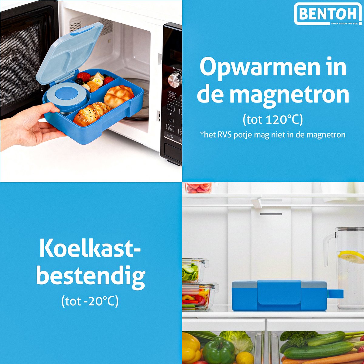 BentOH! Bento Box Kinderen & Volwassenen - Blauw – Lekvrije Lunchbox met Vakverdeling – Magnetron- & Vaatwasserbestendig – Inclusief lepelset — afbeelding 7