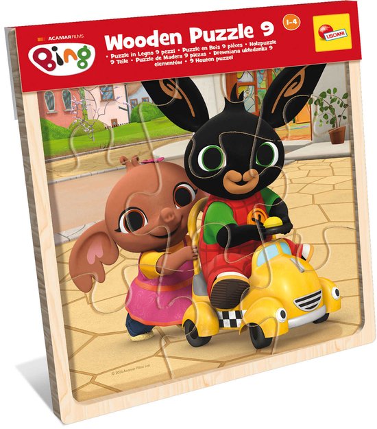 Lisciani - Houten Puzzel met frame - Bing - 9 stuks