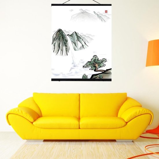 Massief houten Magnetische Houten Fotolijsten DIY Custom Poster voor Foto Canvas Art print Scroll Print Hanger Met Touw Frame 21-60 cm, Teak, 40 CM