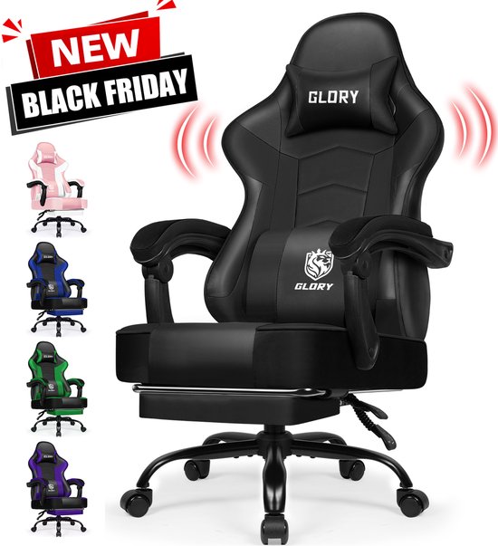 Hiaonyx Gaming Stoel Zwart 170° Verstelbare Rugleuning