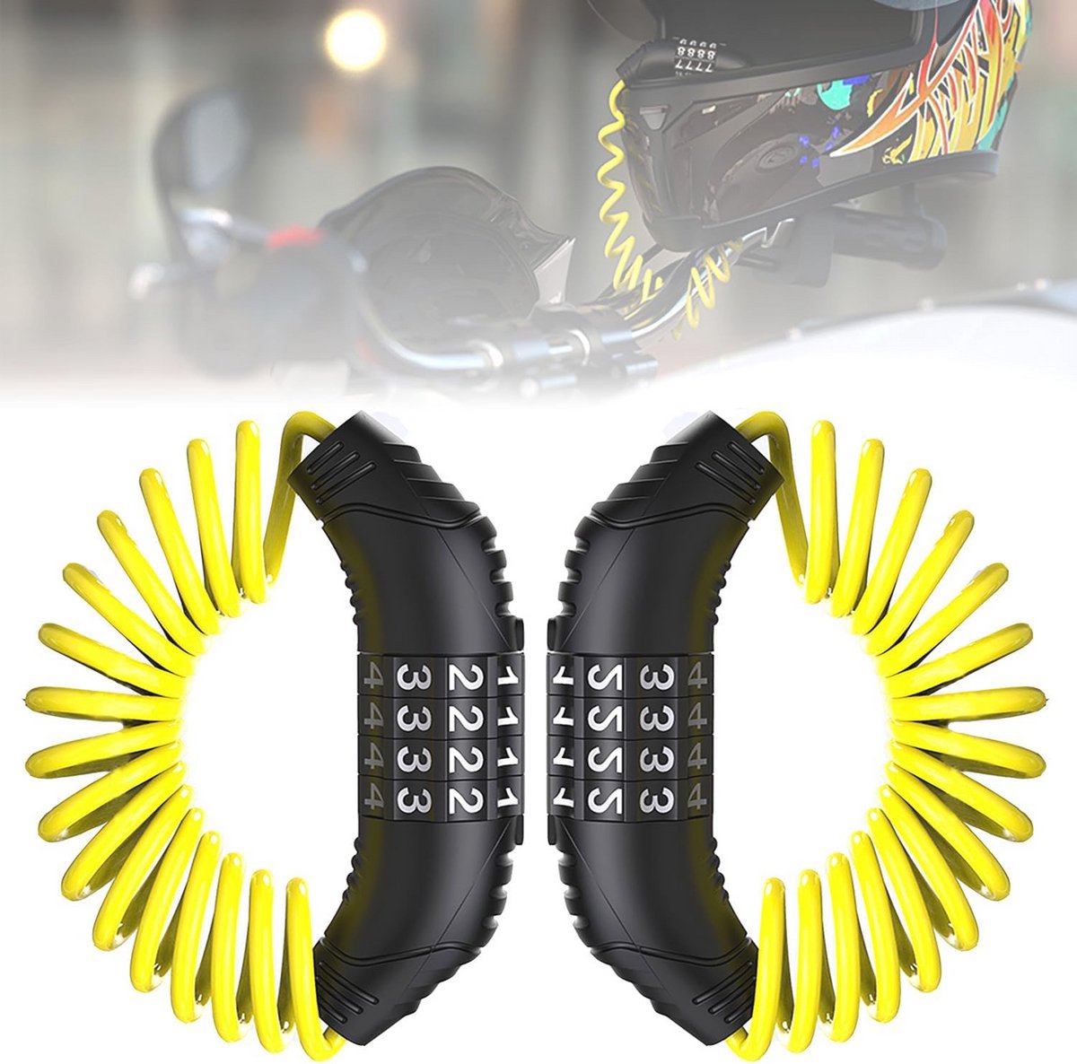 Motorhelm Slot Kabel met Combinatie - Veiligheidslock voor Fiets, Scooter en Motor (2 Stuks)