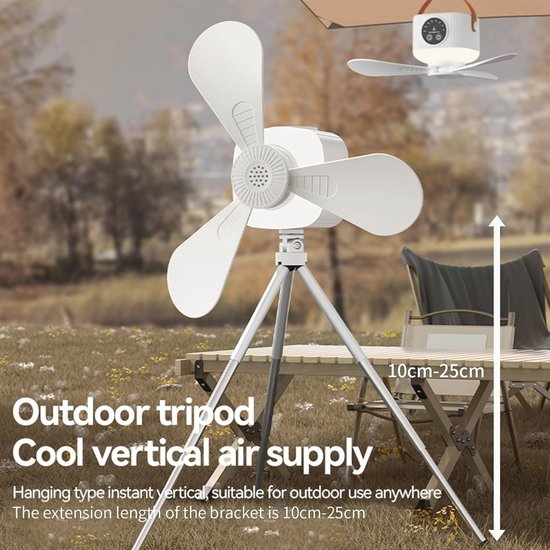 Camping Ventilator Met 20000mAh Accu, LED Licht Afstandsbediening Windmate Camping Ventilator Met 20000mAh Accu, LED Licht Afstandsbediening Windmate