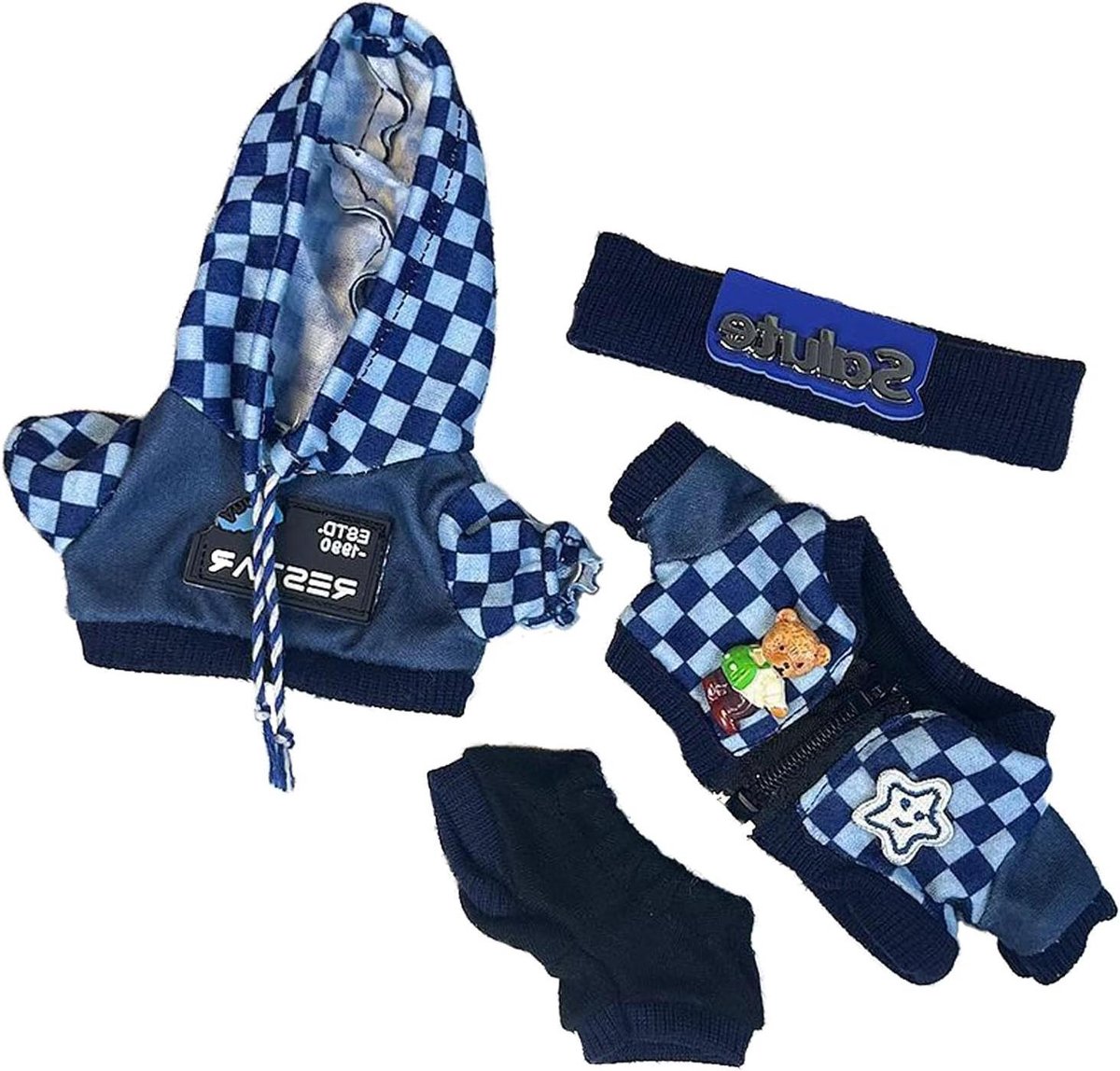 Allecta - Set Pluche Pop Lapupu 17 cm - Sweatshirt met Capuchon - Zelfmaak Modeaccessoire - Ideale Gift voor Kinderen