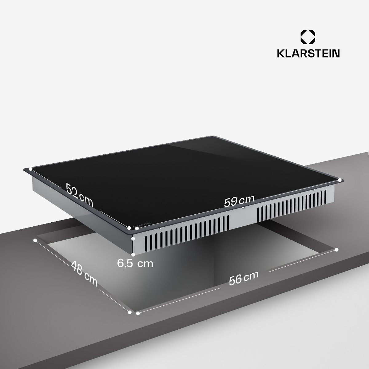 Klarstein Inductiekookplaat RedFlame - elektrische kookplaat met 4 zones, 7000 W boost, touchslider, ThermoRecall, timer, kinderslot, oververhittingsbeveiliging, keramisch glas, 52cm - Kookveld - Glaskeramiek Restwarmte-Indicator