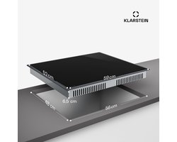 Klarstein Inductiekookplaat RedFlame - elektrische kookplaat met 4 zones, 7000 W boost, touchslider, ThermoRecall, timer, kinderslot, oververhittingsbeveiliging, keramisch glas, 52cm - Kookveld - Glaskeramiek Restwarmte-Indicator