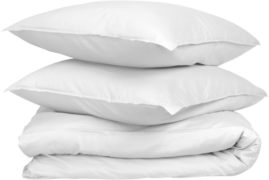 Set de housse de couette Wocha - Satin 100 % Katoen biologique (300 fils) - 260 x 200/220 - Wit - Qualité Premium et durable - Incl. 2 taies d'oreiller