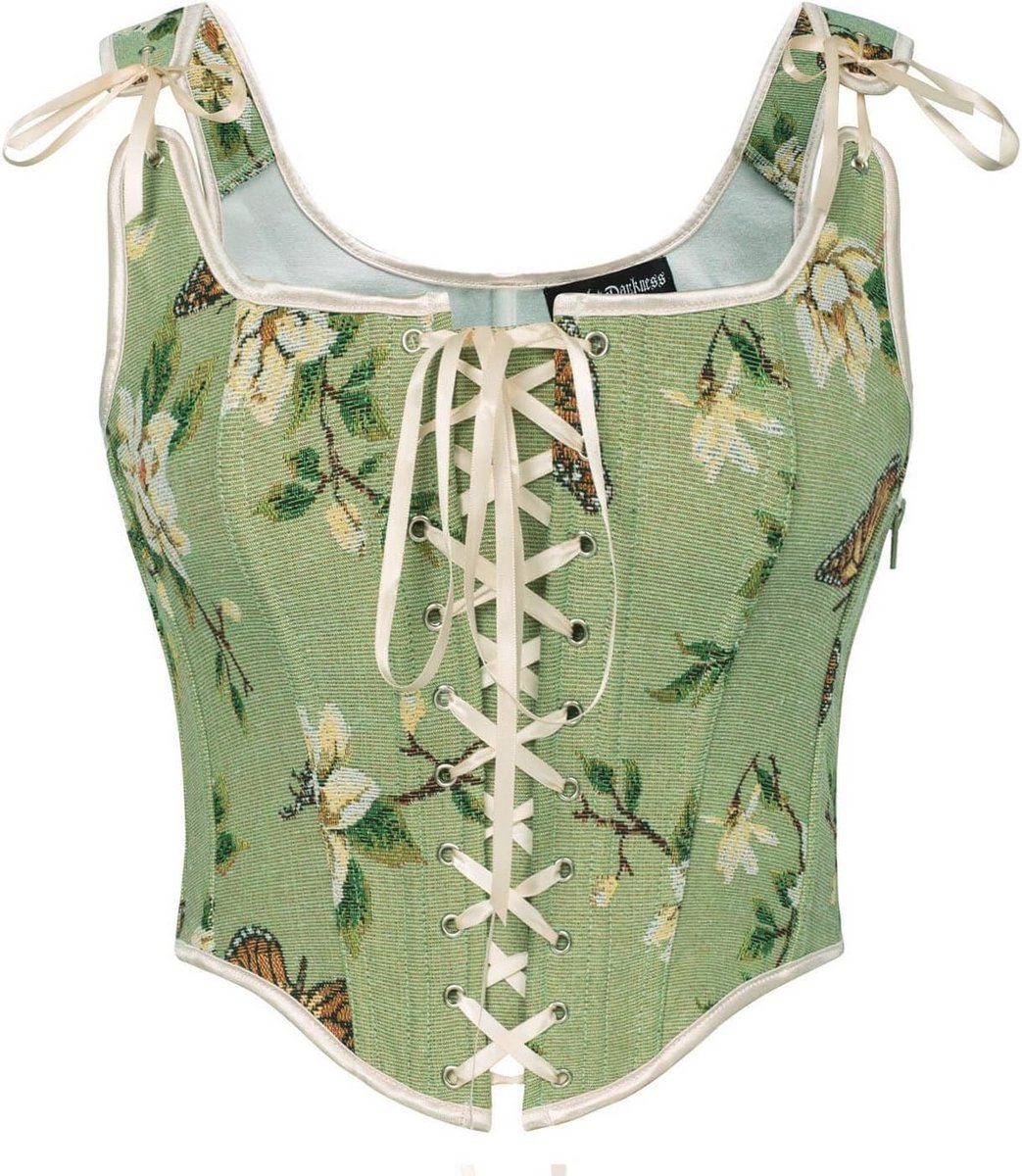 Dames Corset Top Vintage Bloemenprint - Renaissance Stijl Corsage Vest