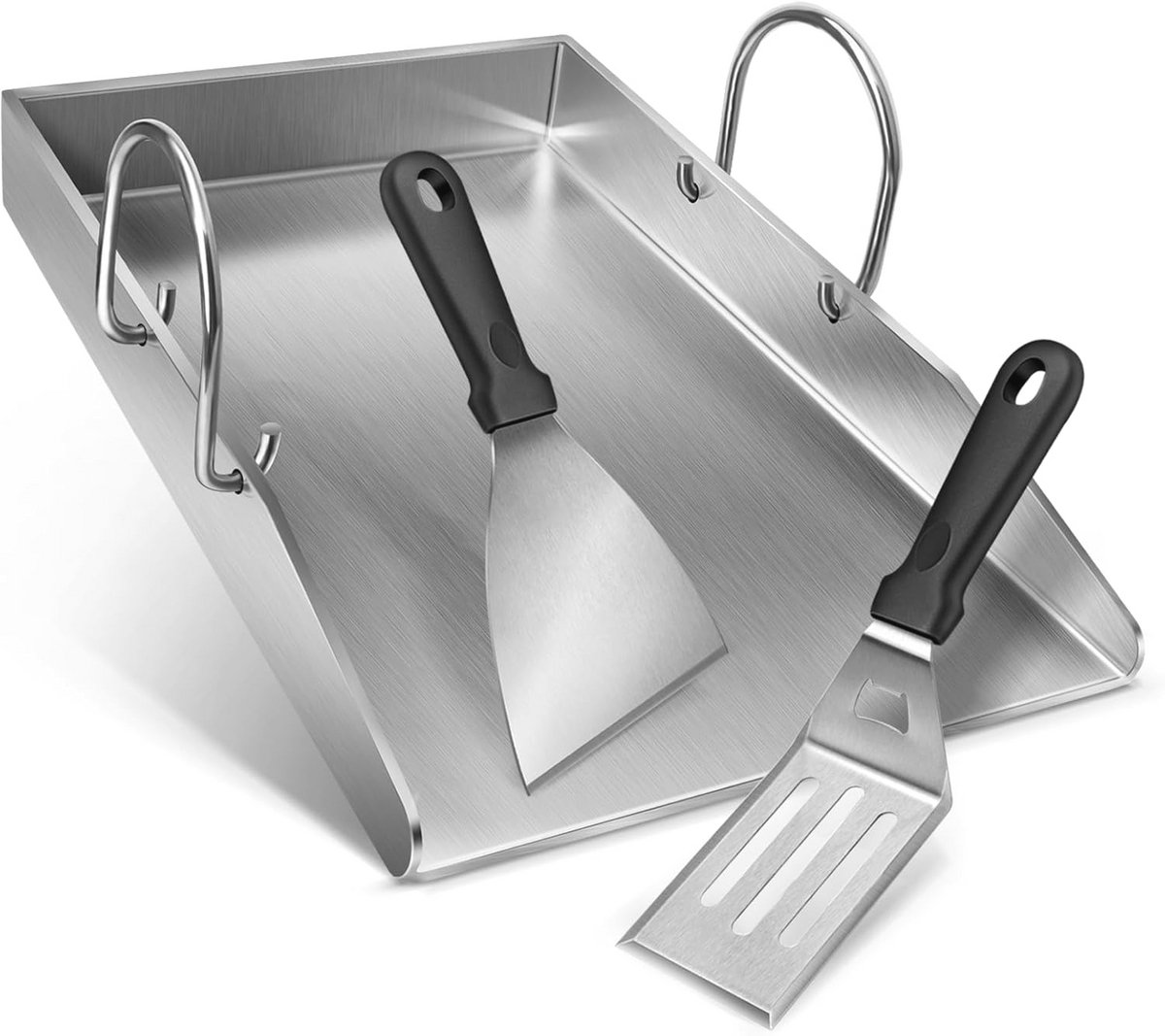 Teflon grillplaat met spatels voor gas- en houtskoolgrills - 40 x 30 cm