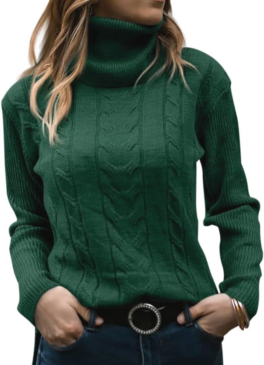 Elegante damespullover met col, kabelbrei en lange mouwen - Casual en comfortabele jumper