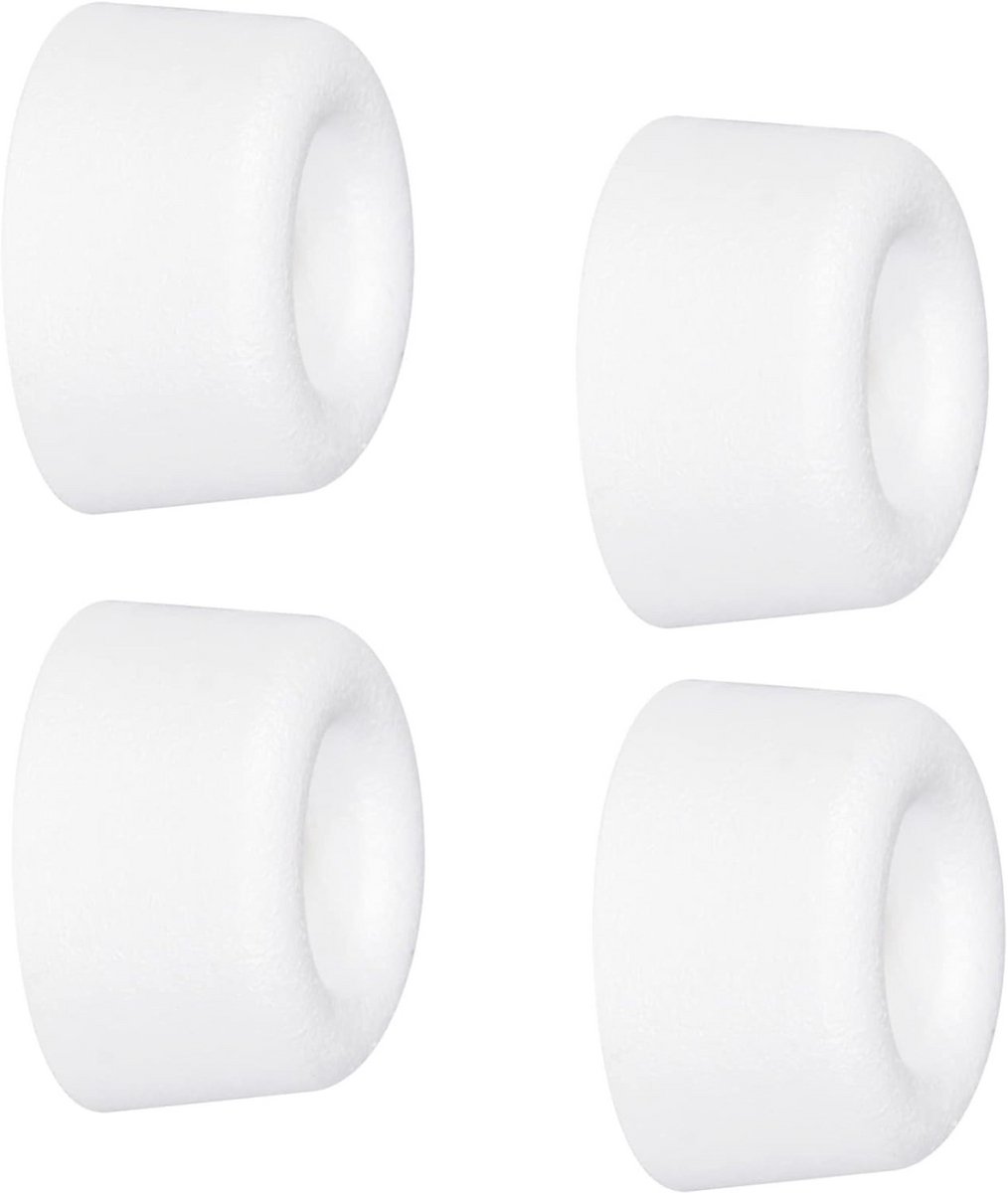 Wanddeurstoppers Set van 4 - Ø 18 mm, Hoogwaardige Rubber, Wit, Voor Wandmontage