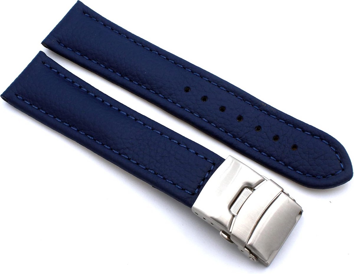 Leren Horlogeband met Sterke Vouwsluiting van Roestvrij Staal