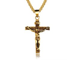 Lumici® | Kruis Ketting v3 - Jezus Ketting- Kruis - God - Geloof - Gelovig - INRI - Jezus Christus - Oneindig - De Heer - The Lord - Jezus - Cadeau Voor Vrouwen - Moederdag Cadeau - Heilig- Holy - Cross - INRI - Liefde - Verrassing - Goud & Zilver