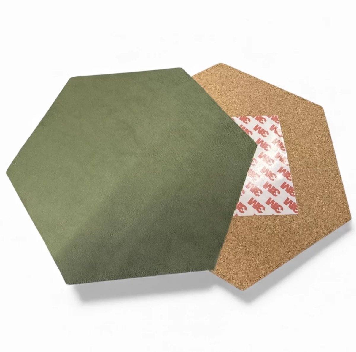 Prikbord | Kurk | Zeshoekig | 20 x 20 | groen | velours stof |