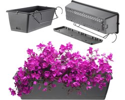 Bloembak 60 cm - Grijze Plantenbak van Kunststof - Weerbestendig en Robuust voor Balkon, Terras, en Vensterbank