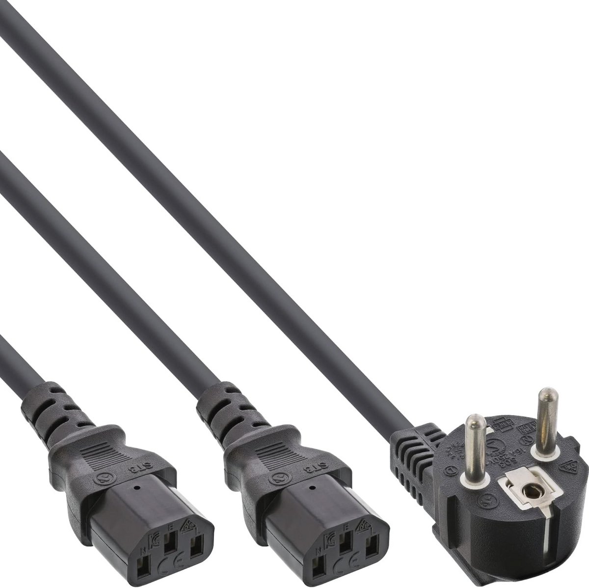 Net-Y Kabel 1x Geaarde Stekker naar 2x Apparaten Plug - 1m