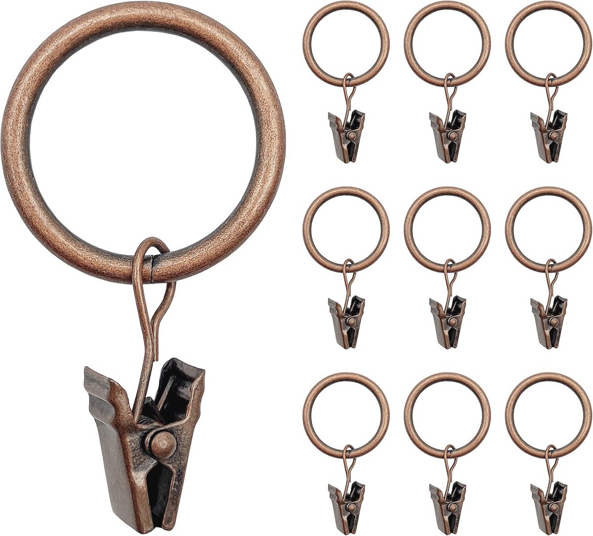 Metalen Gordijnringen met Clips - Retrostijl Gordijnring voor Gordijnen en Douchegordijnen - 25 mm Binnendiameter (40 Stuks)