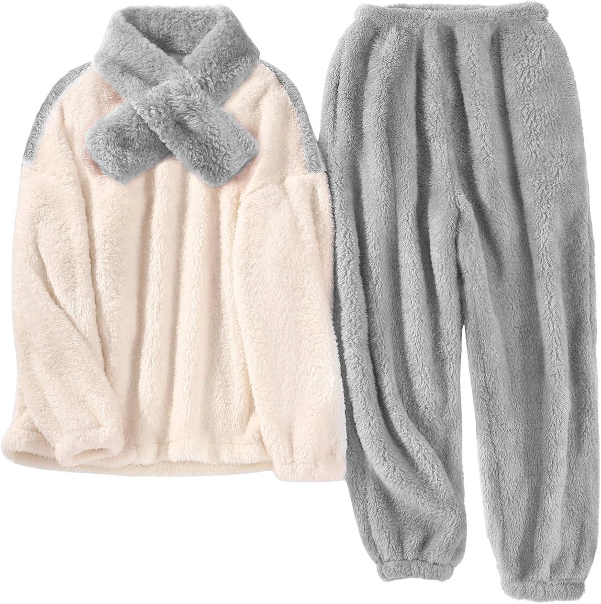 Dames Pyjama Set Pluizige Loungewear Winter Fleece Slaapkleding