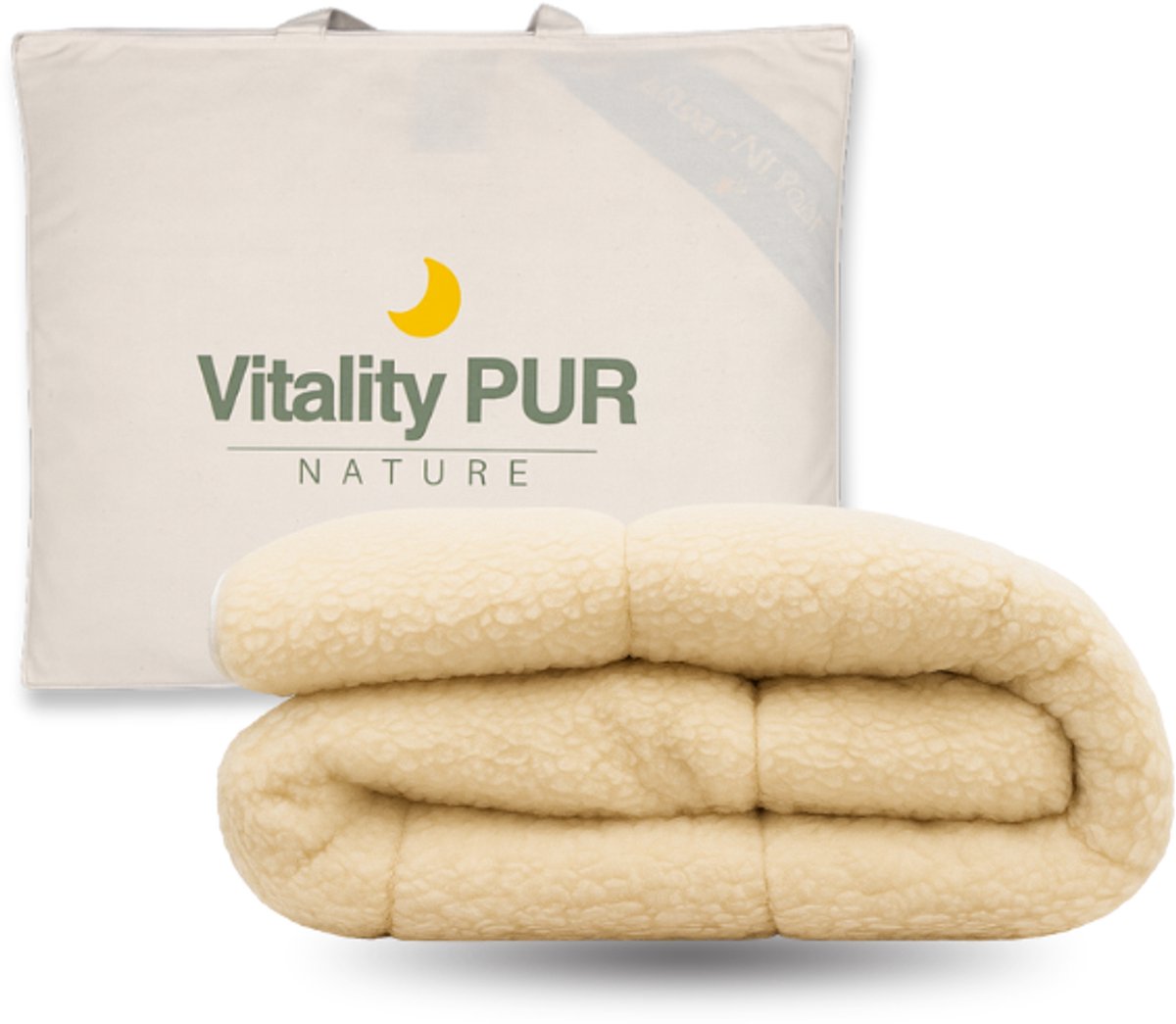 Vitality Pur NATURE Wollen Onderdeken – 100% Zuiver Scheerwol – Natuurlijk & Temperatuurregulerend Slaapcomfort – 180x200 cm