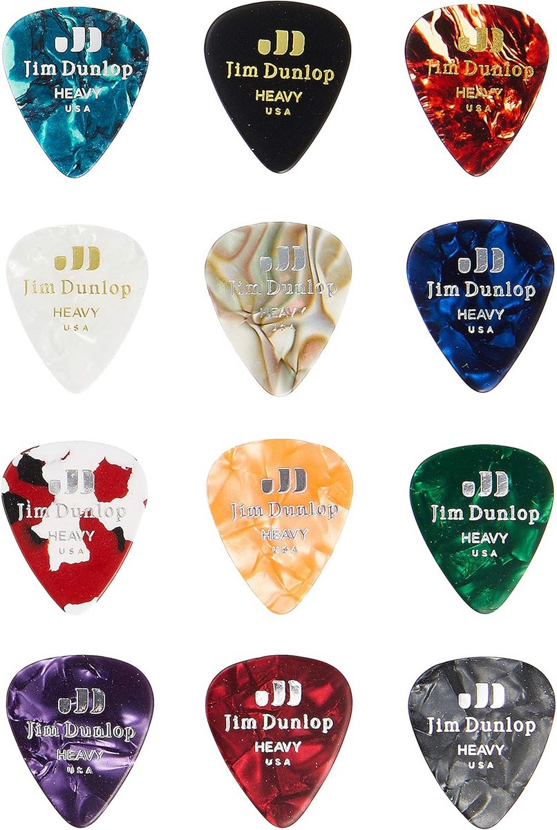Assortiment Celluloid Gitaar Plectrums - 12 Stuks in Variërende Dikte