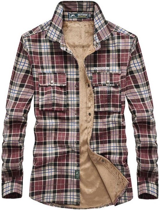 Veste de bûcheron matelassée à carreaux pour homme - Vêtements de travail décontractés en polaire thermique pour l'hiver