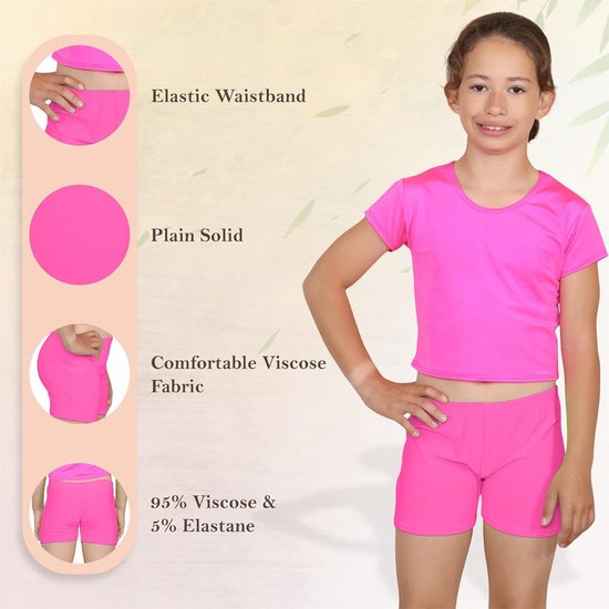 Neon Gymnastiekshorts en Rekbare Hotpants voor Meisjes - Comfortabel voor Sport en Dans — afbeelding 2