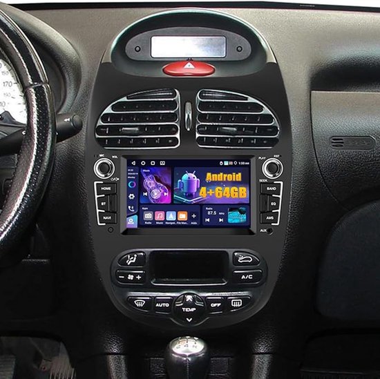 Autoradio-Android15 autoradio met GPS-navigatie 2+32G voor Peugeot 206 206CC 206SW 2000-2008 met CarPlay, Android Auto, 7-inch autoradio met Bluetooth, wifi, FM/RDS, SWC, Mirror Link en AHD-achteruitrijcamera.