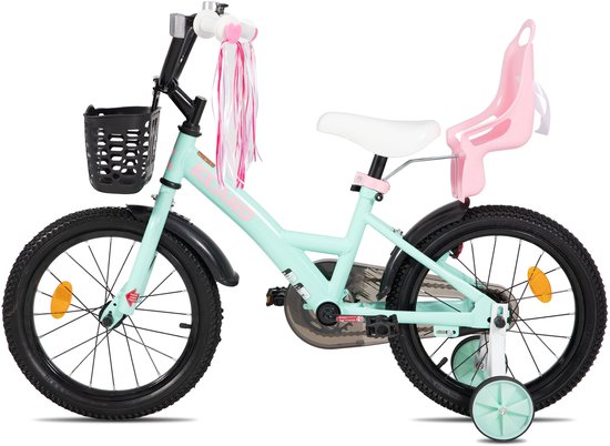 Joystar Zinnia Kinderfiets - 16 Inch - Met Mandje & Slingers - Zijwieltjes - Bel - Terugtraprem - Groente van JOYSTAR — afbeelding 2