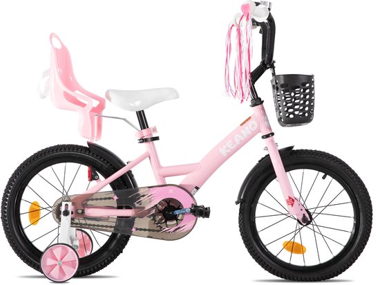 Joystar Zinnia Kinderfiets - 16 Inch - Met Mandje & Slingers - Zijwieltjes - Bel - Terugtraprem - Roze van JOYSTAR — afbeelding 2