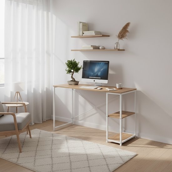 Computertafel / bureau Easy Up2 incl. plank wit/eiken hjh LIVING | bol