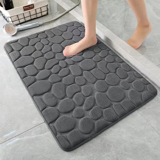 Homaxy Antislip badmat, zacht, hoogpolig, absorberend, wasbaar, pluizige microvezel badmat, 60 x 90 cm, blauw/grijs Homaxy Antislip badmat, zacht, hoogpolig, absorberend, wasbaar, pluizige microvezel badmat, 60 x 90 cm, blauw/grijs