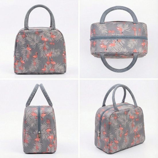 Kleine Lunchtas - Flamingo Grijs - Volwassenen en kinderen - Compact & Handig - Thermische zak - Koeltas - lunchbox - Picknick -School - Lunch - Werk van Merkloos — afbeelding 2