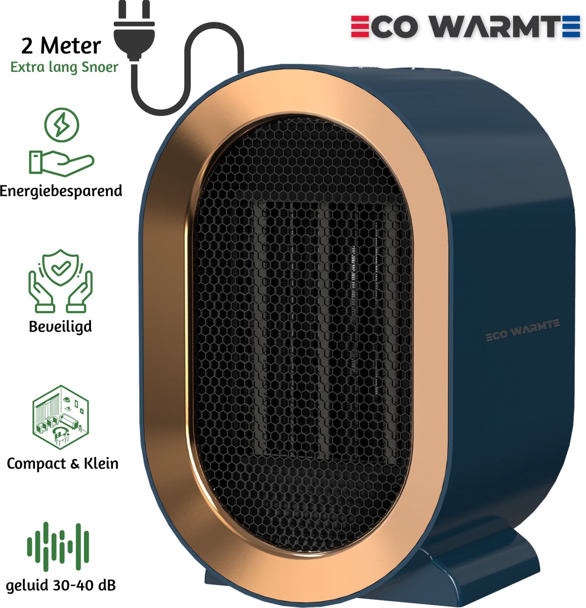 Bol.com Eco Warmte® Premium Elektrische Verwarming - Elektrische Kachel - Ventilatorkachel - Keramische Kachel - Luxe Heater - 2... aanbieding