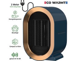 Eco Warmte® Premium Elektrische Verwarming - Elektrische Kachel - Ventilatorkachel - Keramische Kachel - Luxe Heater - 2 Standen - 800/1200 Watt - LED Indicatie - Blauw