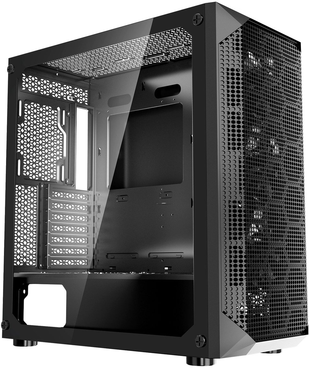 Gaming PC Behuizing - Full Tower - High Airflow Meshpaneel - Magnetisch Stoffilter - 3x 140 mm PWM Ventilatoren - Kabelbeheer - GPU tot 410 mm - Compatibel met E-ATX/ATX/M-ATX/ITX
