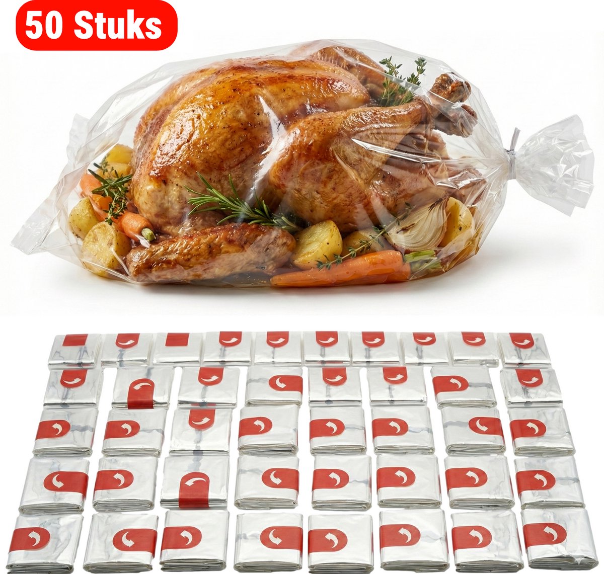 Bol.com YUGN 50 Braadzakken Voor in de Oven – Braadzak 50 stuks – 2-in-1 Oven En Magnetron – Kookzak 38 x 24 cm – Inclusief slui... aanbieding