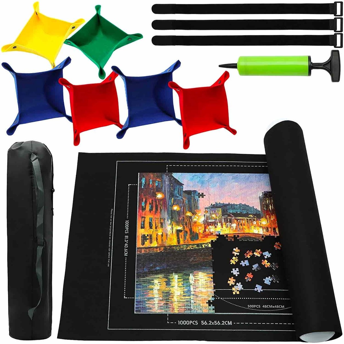 Allerion Puzzelmat - 66cm x 115cm - Oprolbaar - Inclusief opbergkoker en accessoires