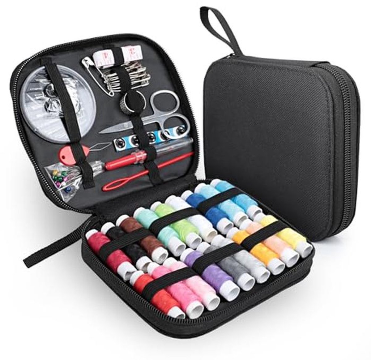 Professionele naaiset met 18 rollen garen en accessoires voor creatief borduren